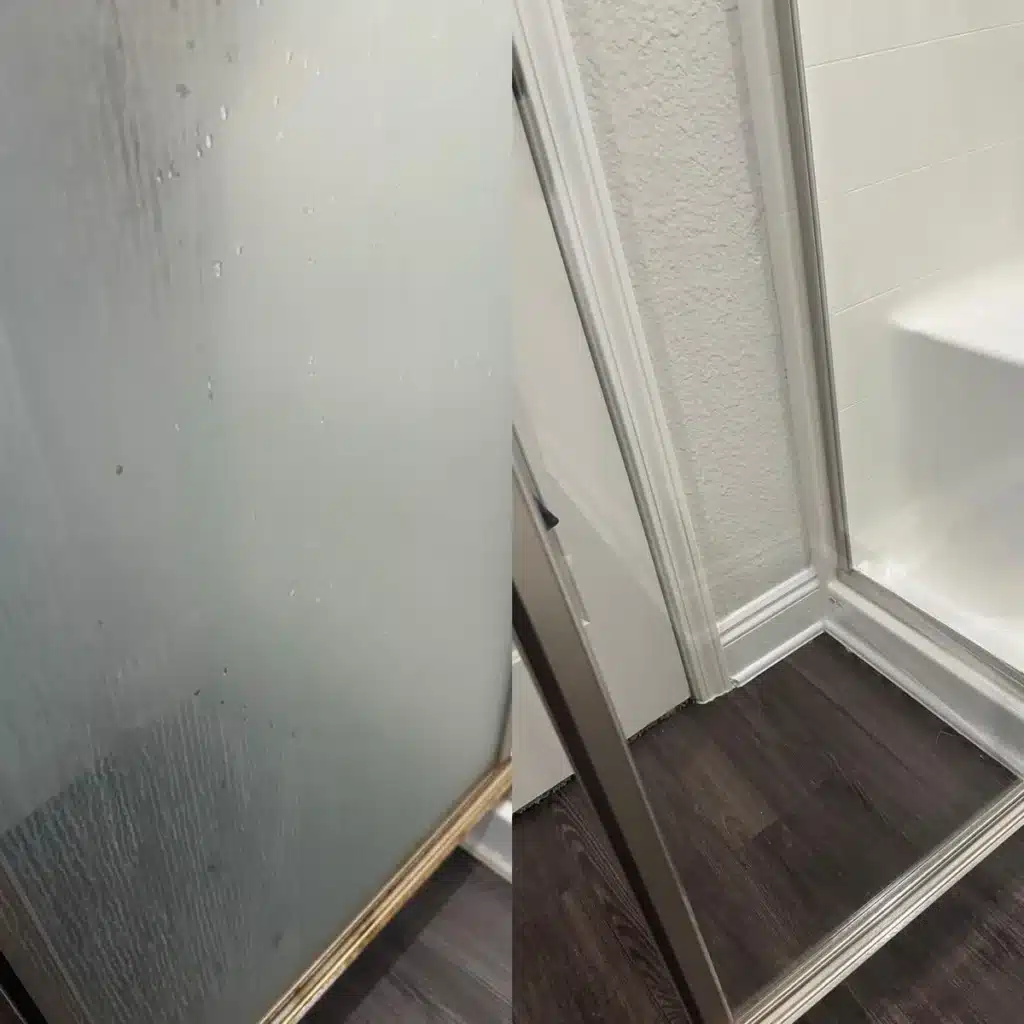 Hard Water Stains on shower glass